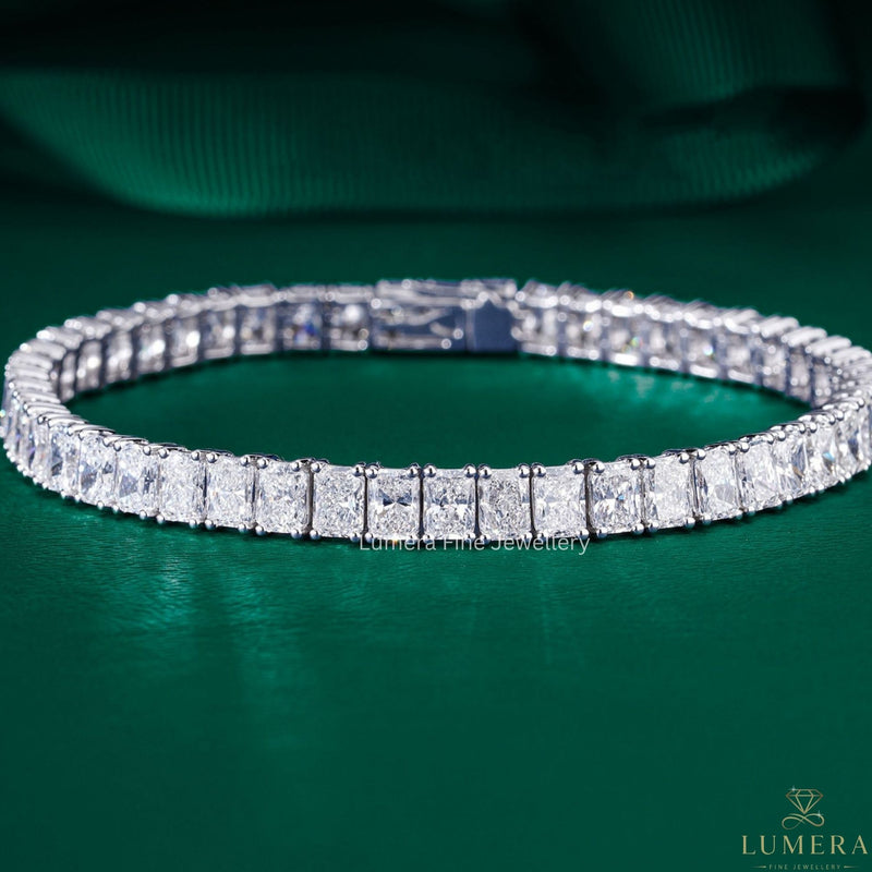 Radiant cut tennis bracelet with Rectangular diamond tennis bracelet.