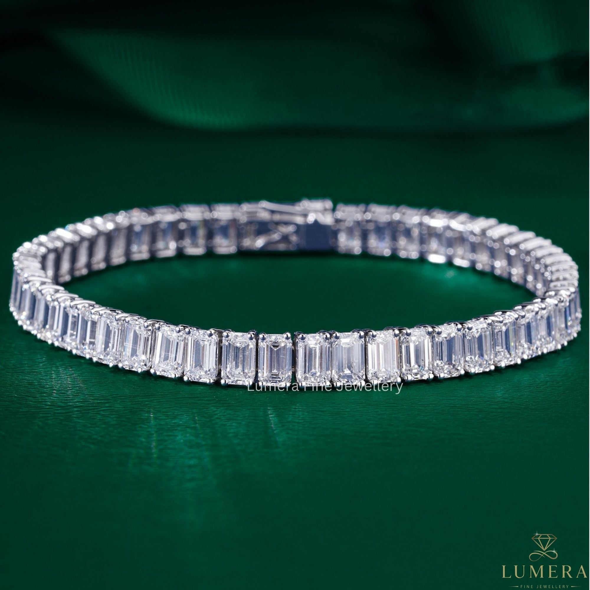 Emerald Cut Lab Grown Diamond Tennis Bracelet