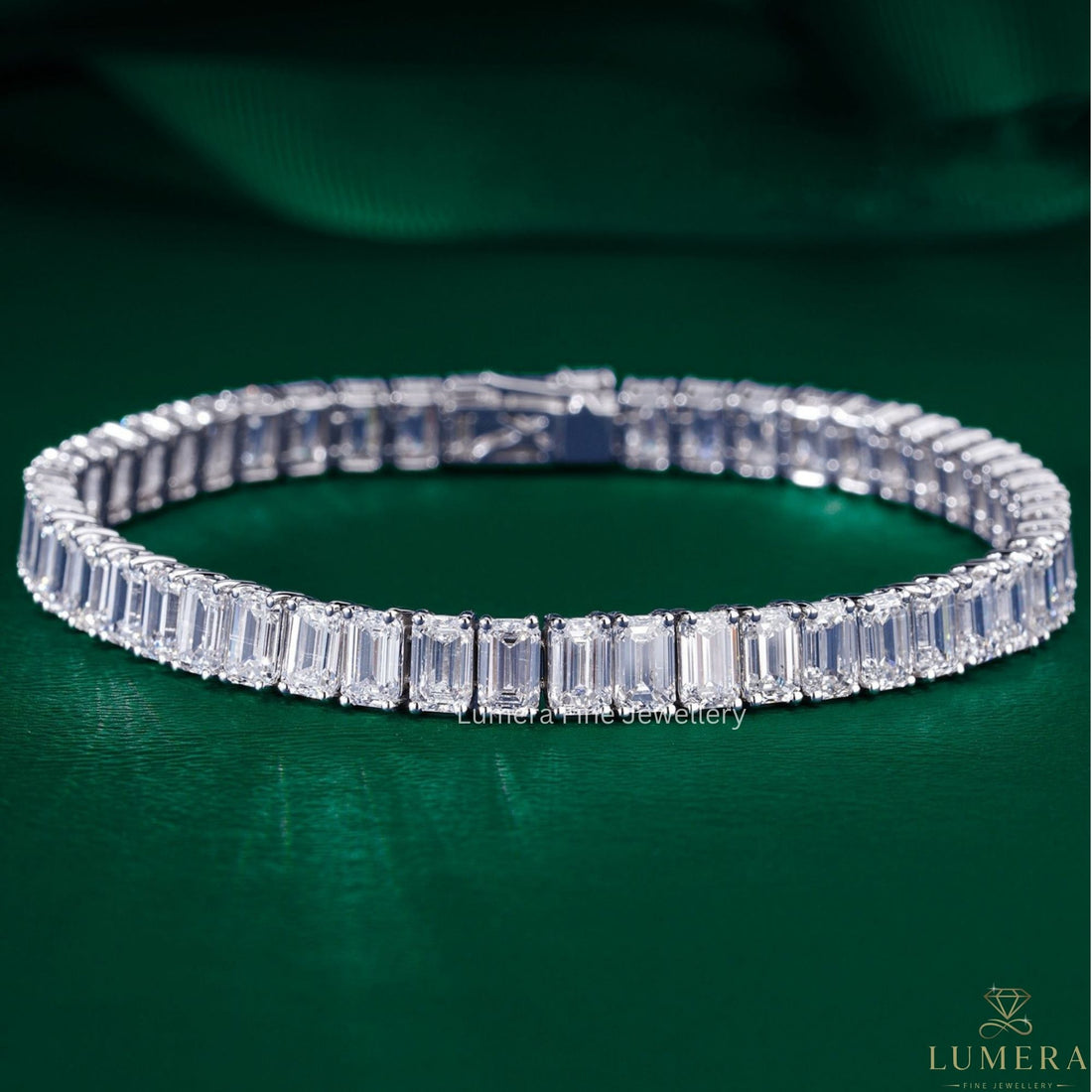 Emerald Cut Lab Grown Diamond Tennis Bracelet