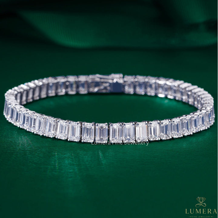 Emerald Cut Lab Grown Diamond Tennis Bracelet
