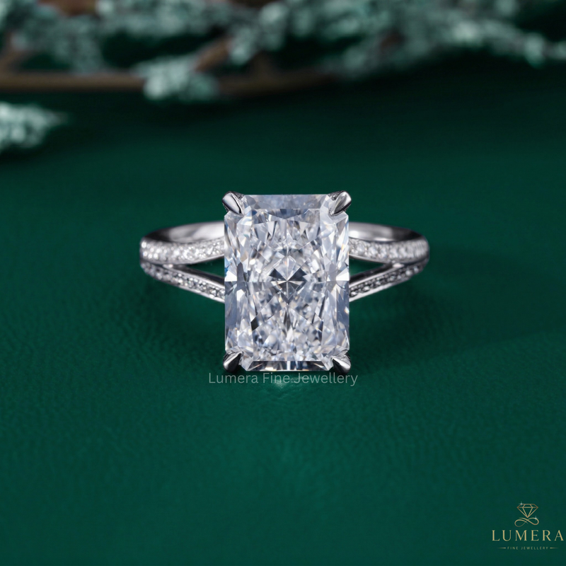 Lab Grown Radiant Diamond Engagement Ring In Pave Setting