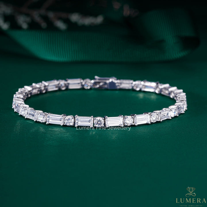 Baguette-Round Lab Grown Diamond Tennis Bracelet