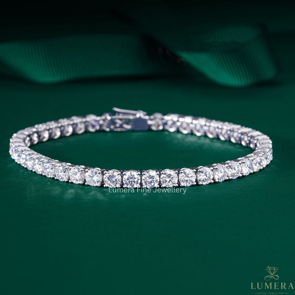 3.5 mm tennis bracelet with round eternity bracelet.