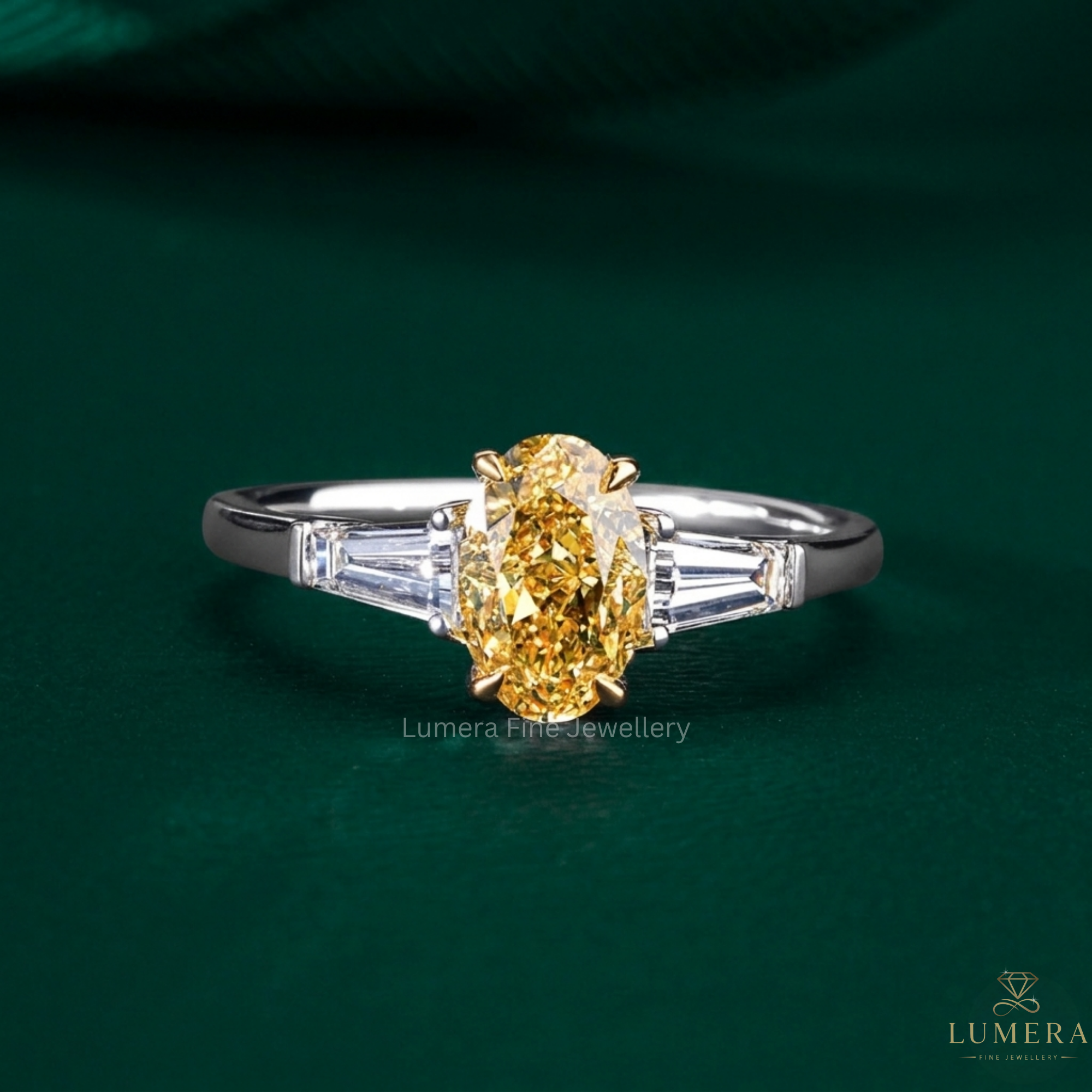Three stone diamond ring with Trilogy ring.