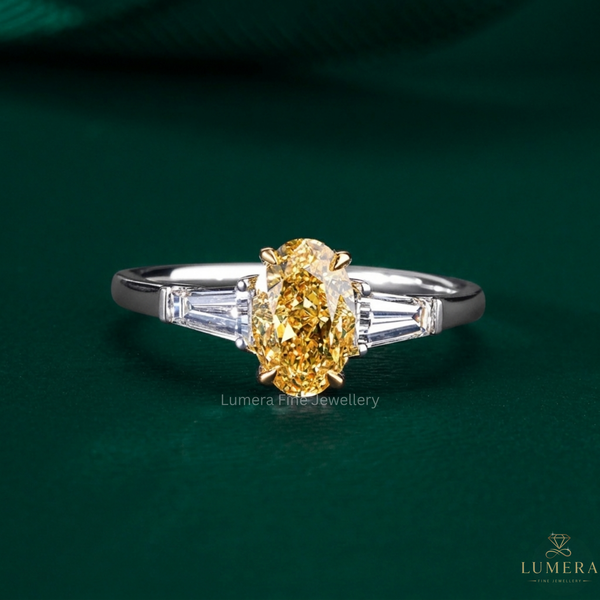 Three stone diamond ring with Trilogy ring.