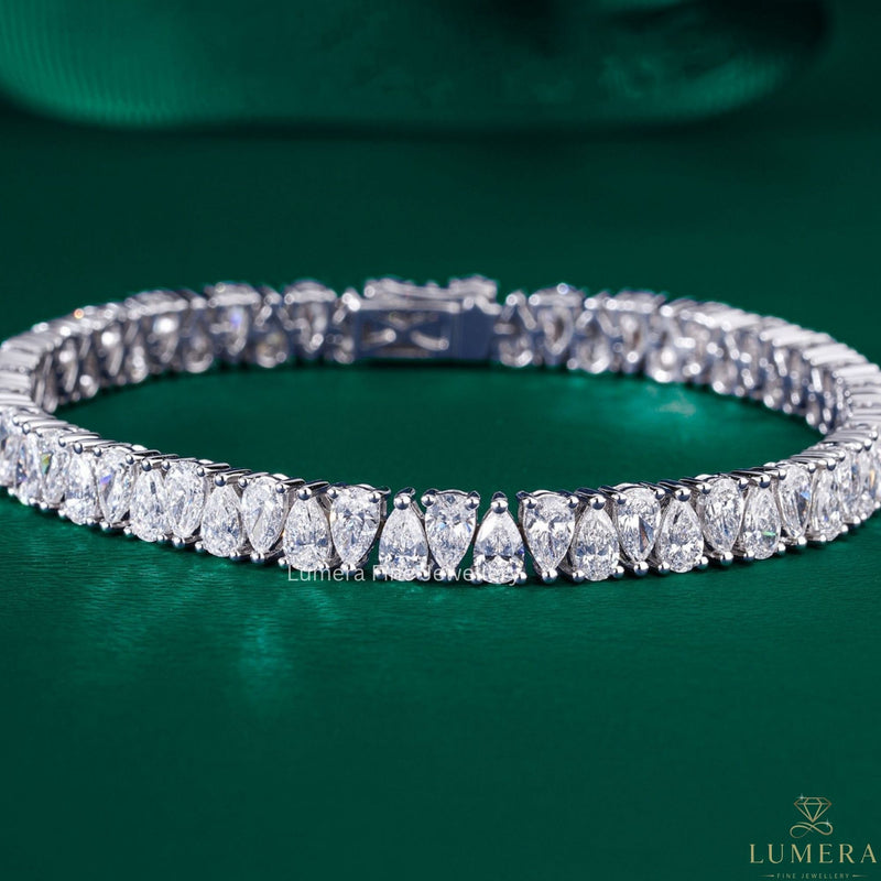Inline Almond Pear Diamond Tennis Bracelet