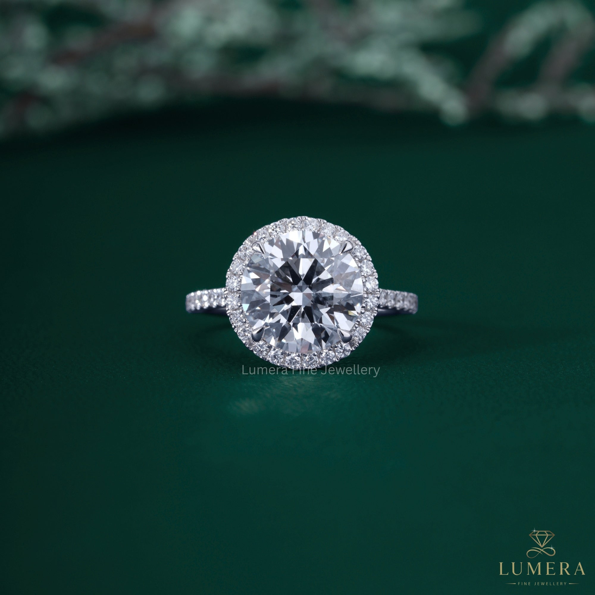 Pave diamond ring with pave engagement ring.