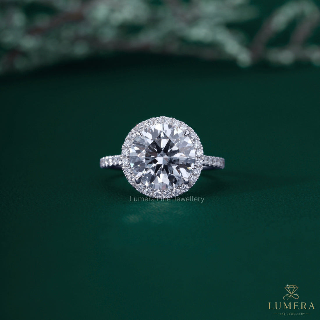 Pave diamond ring with pave engagement ring.