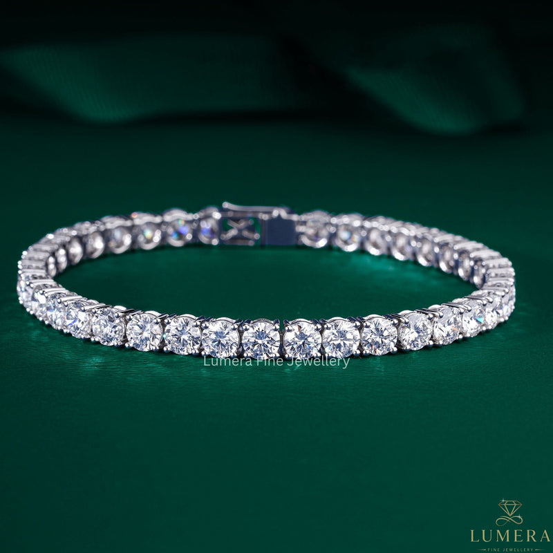 Round Cut Tennis Bracelet with single row bracelet