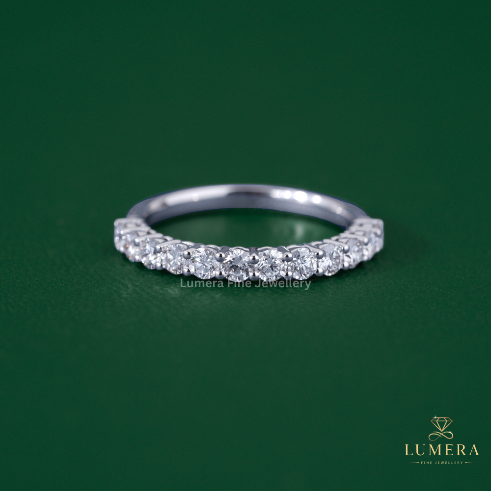 Stackable Set Round Diamond Half Eternity Band