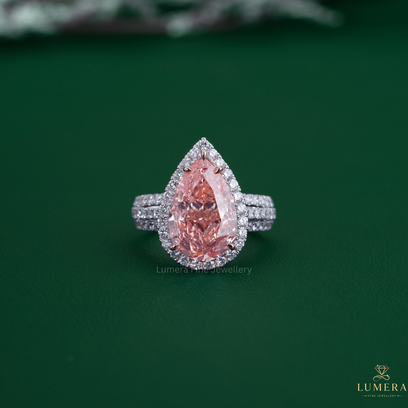 Vintage Pear Shaped Pink Diamond Engagement Ring