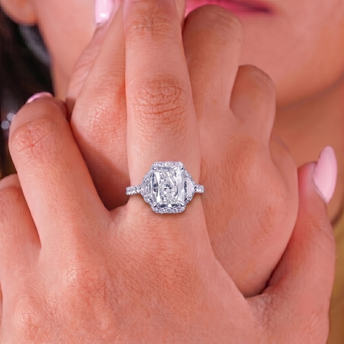 halo diamond ring with pave engagement ring.
