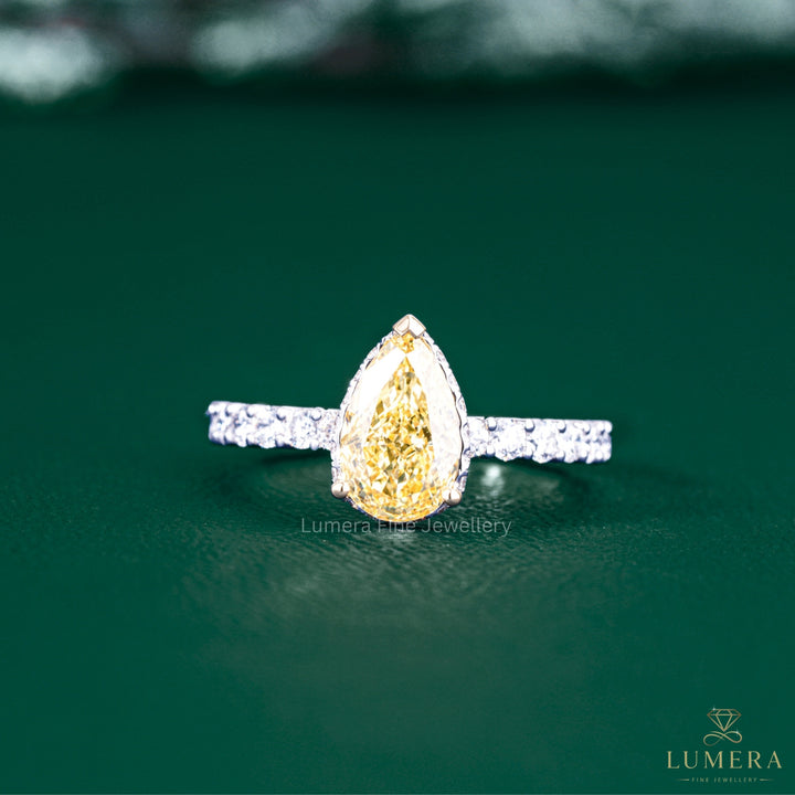 pear diamond engagement ring with hidden halo pear engagement ring.