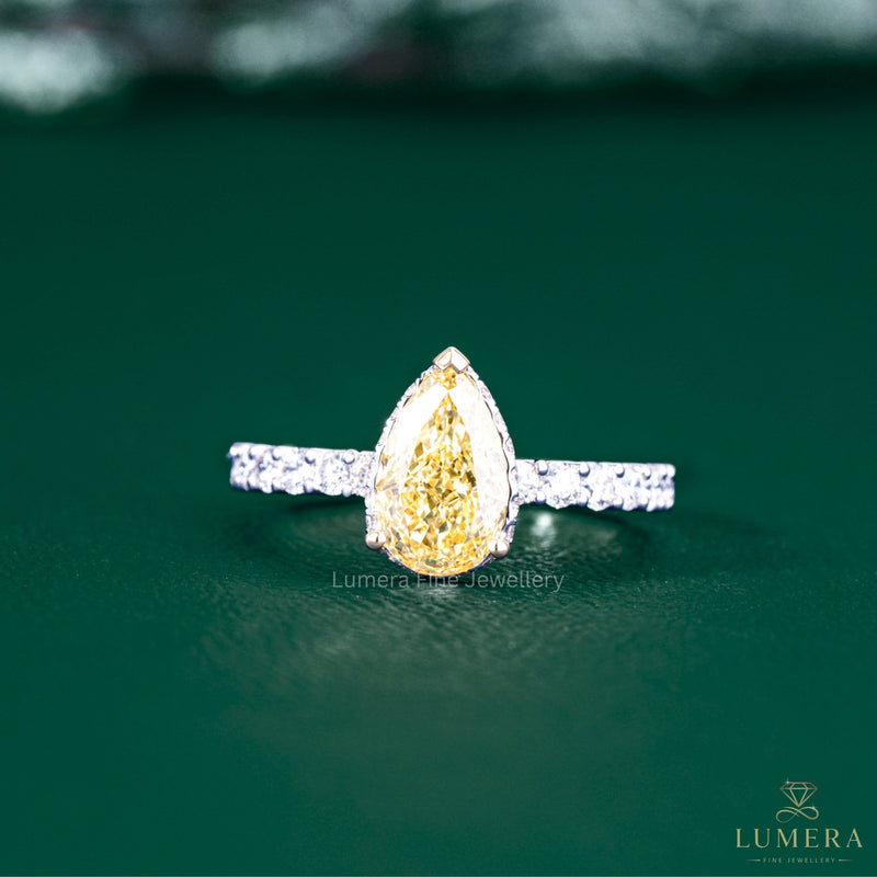 pear diamond engagement ring with hidden halo pear engagement ring.