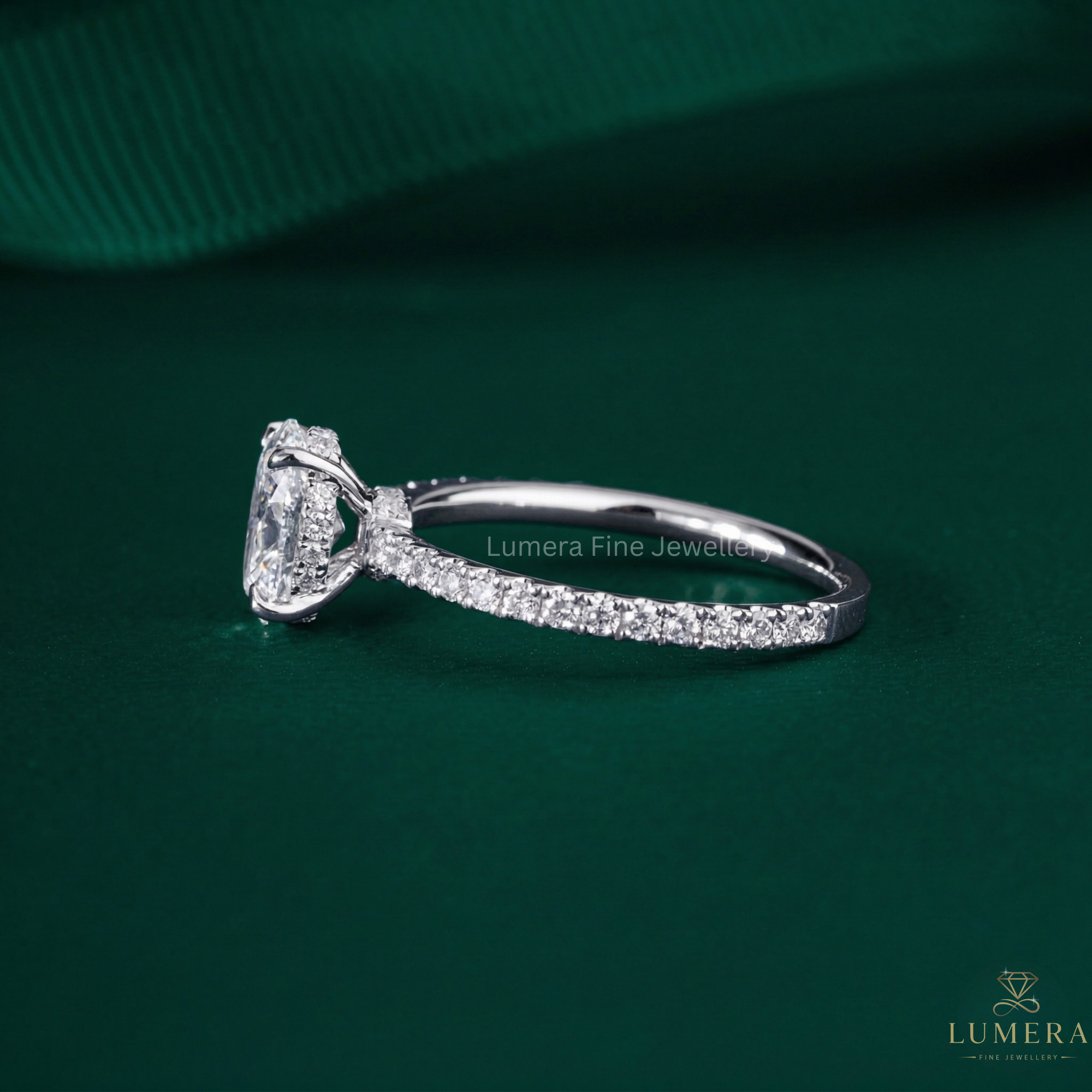 bridge accent set ring with 4 claw prong setting.

