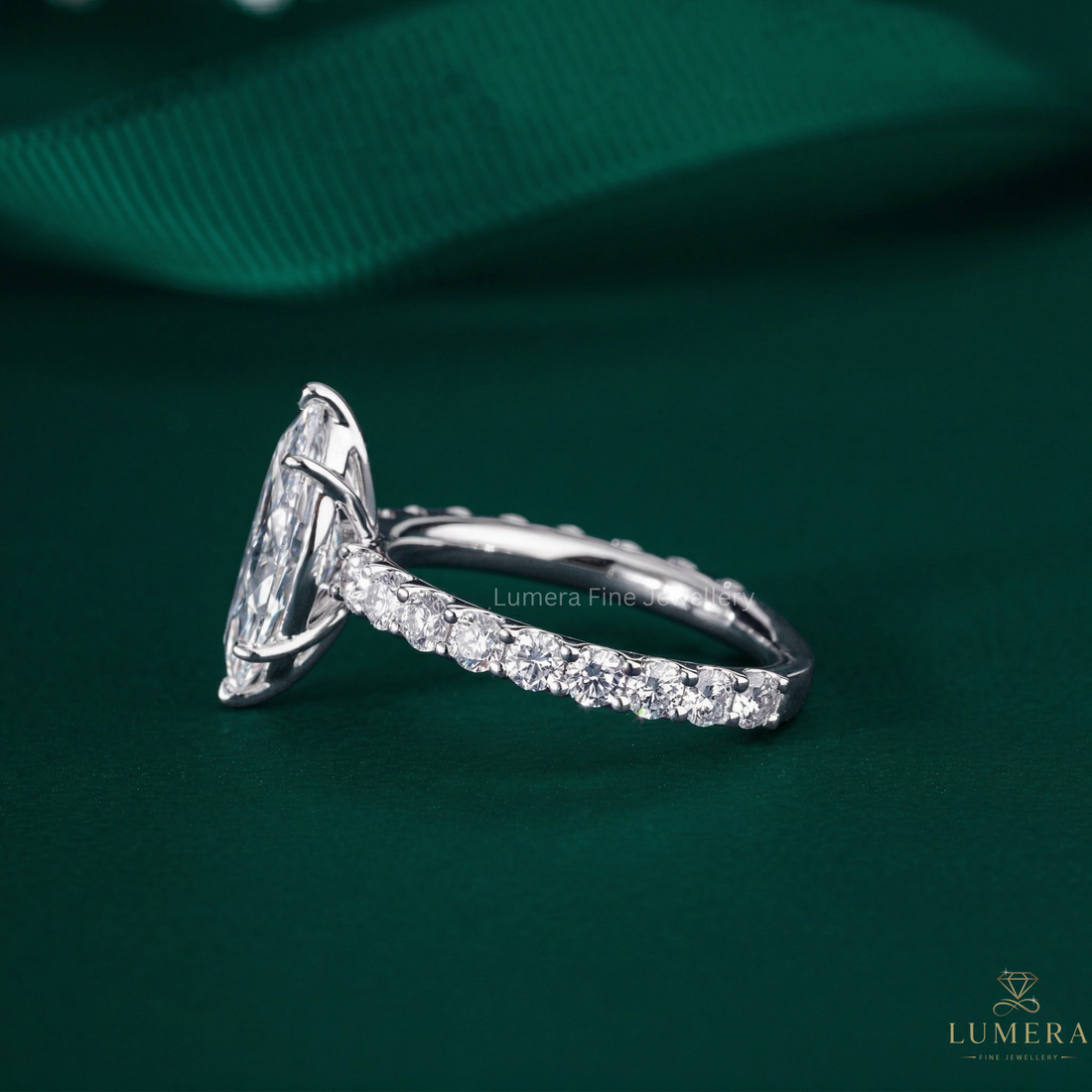 marquise cut engagement ring with marquise diamond ring.
