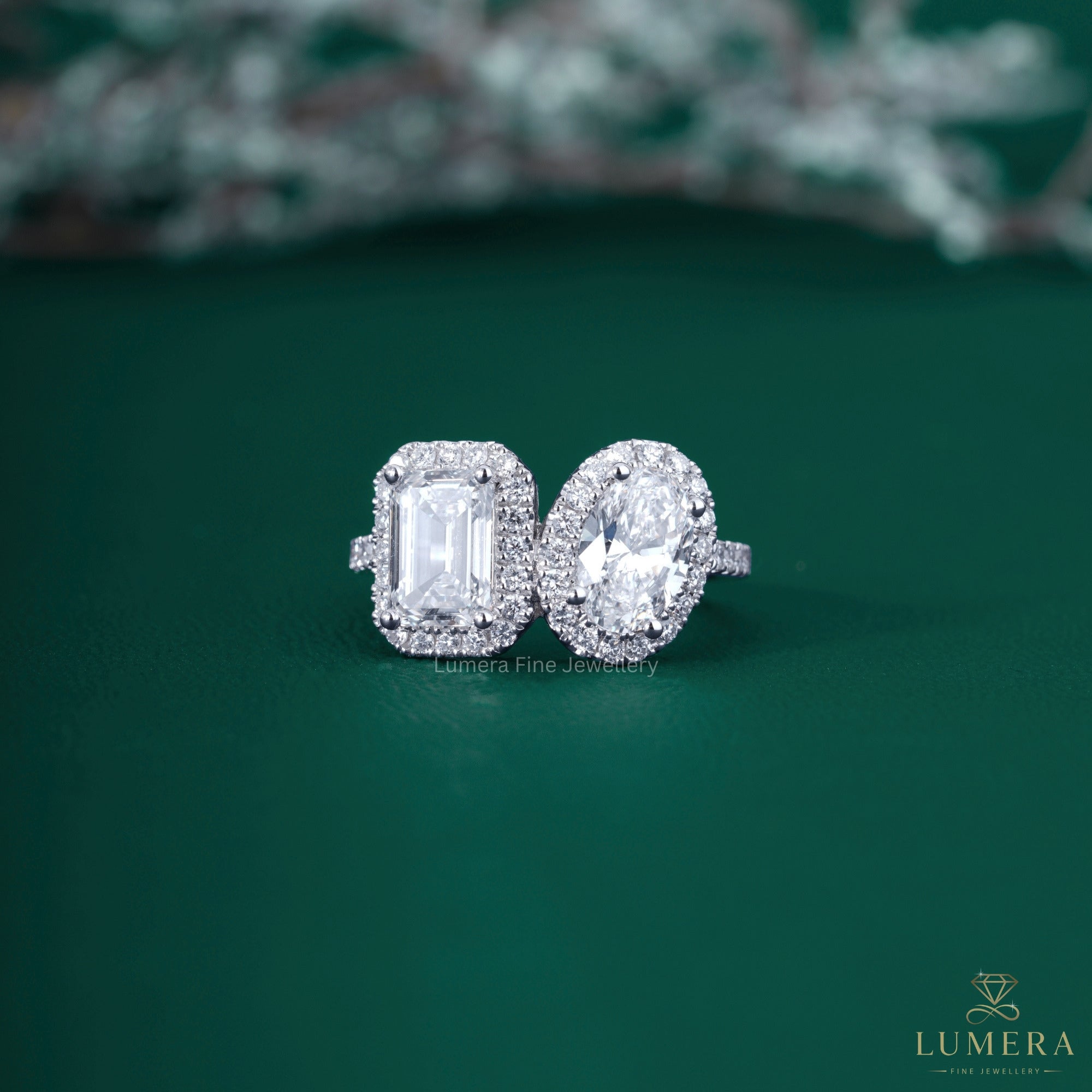 Emerald And Oval Engagement Ring with emerald cut engagement ring.