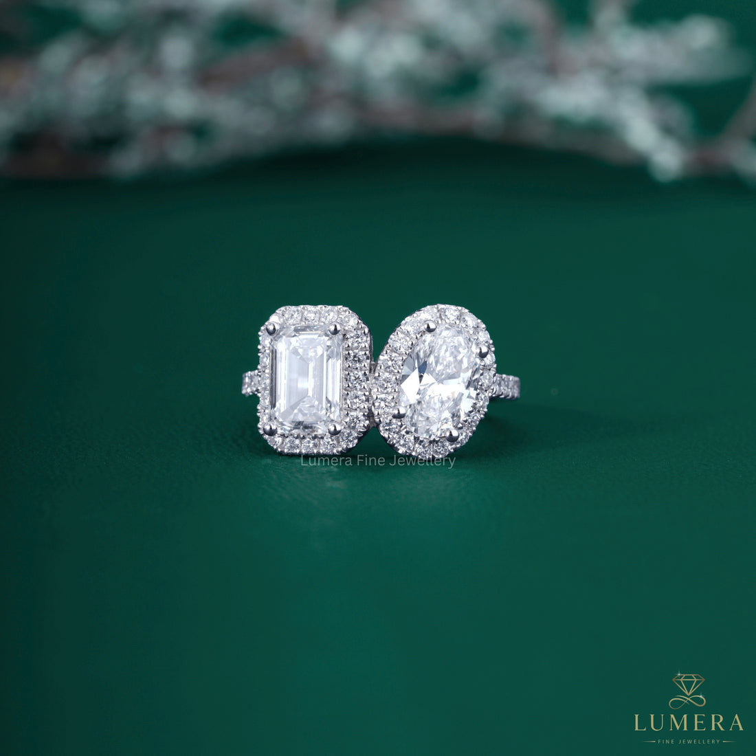 Emerald And Oval Engagement Ring with emerald cut engagement ring.