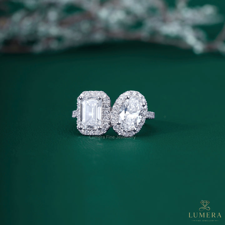 Emerald And Oval Engagement Ring with emerald cut engagement ring.