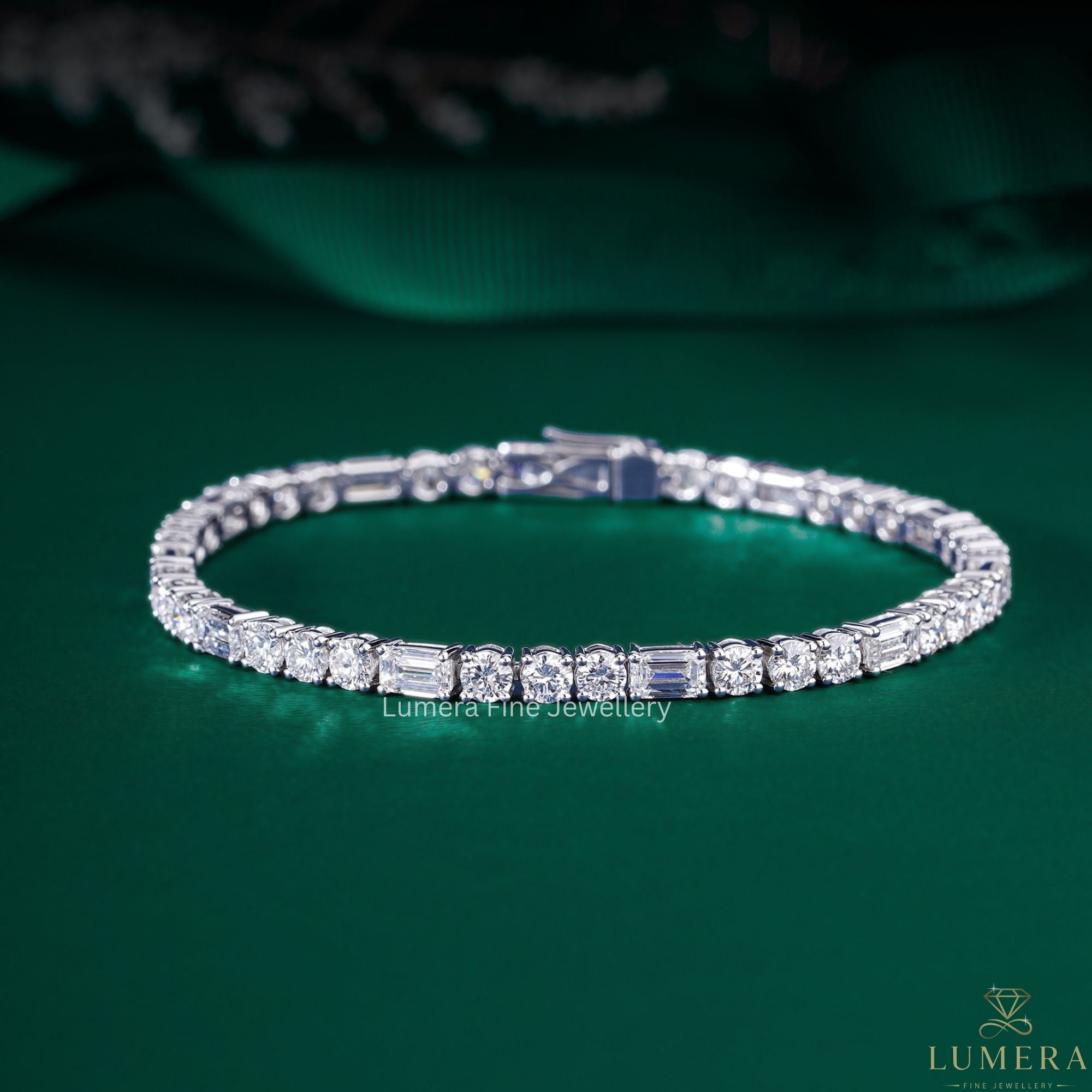 Emerald-Round Lab Grown Diamond Tennis Bracelet
