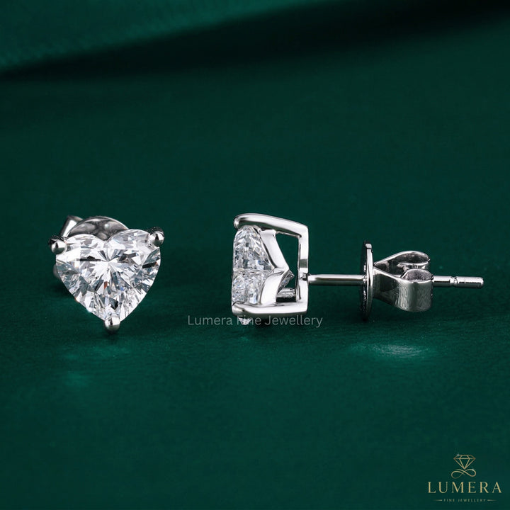 2.20 TCW Lab Grown Diamond Heart Cut Stud Earrings