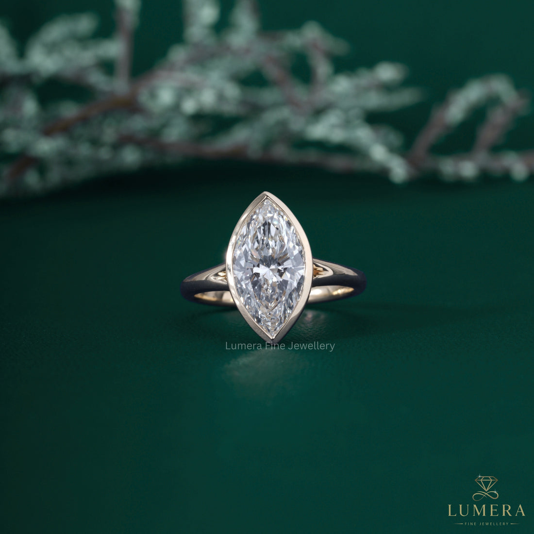 Marquise engagement ring with marquise cut diamond ring.