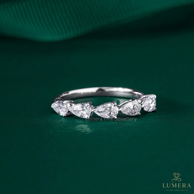 Round Diamond Half Eternity Band with half eternity band.
