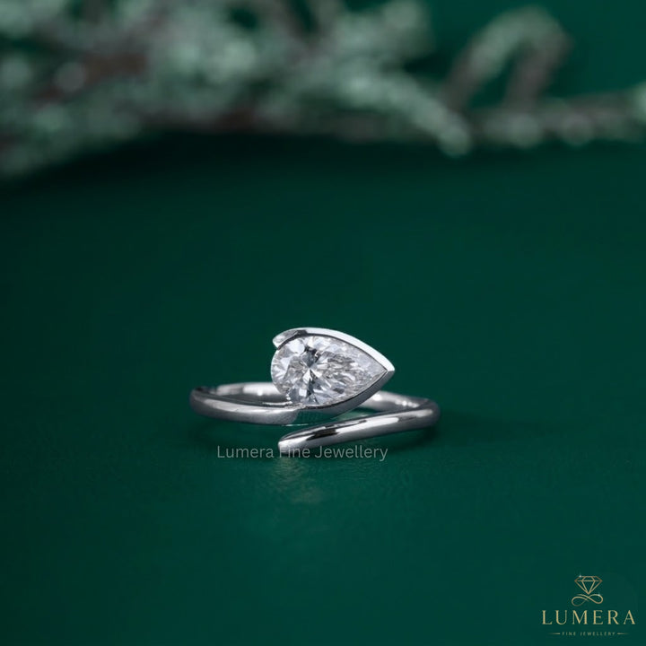 Solitaire engagement ring with Pear solitaire ring.