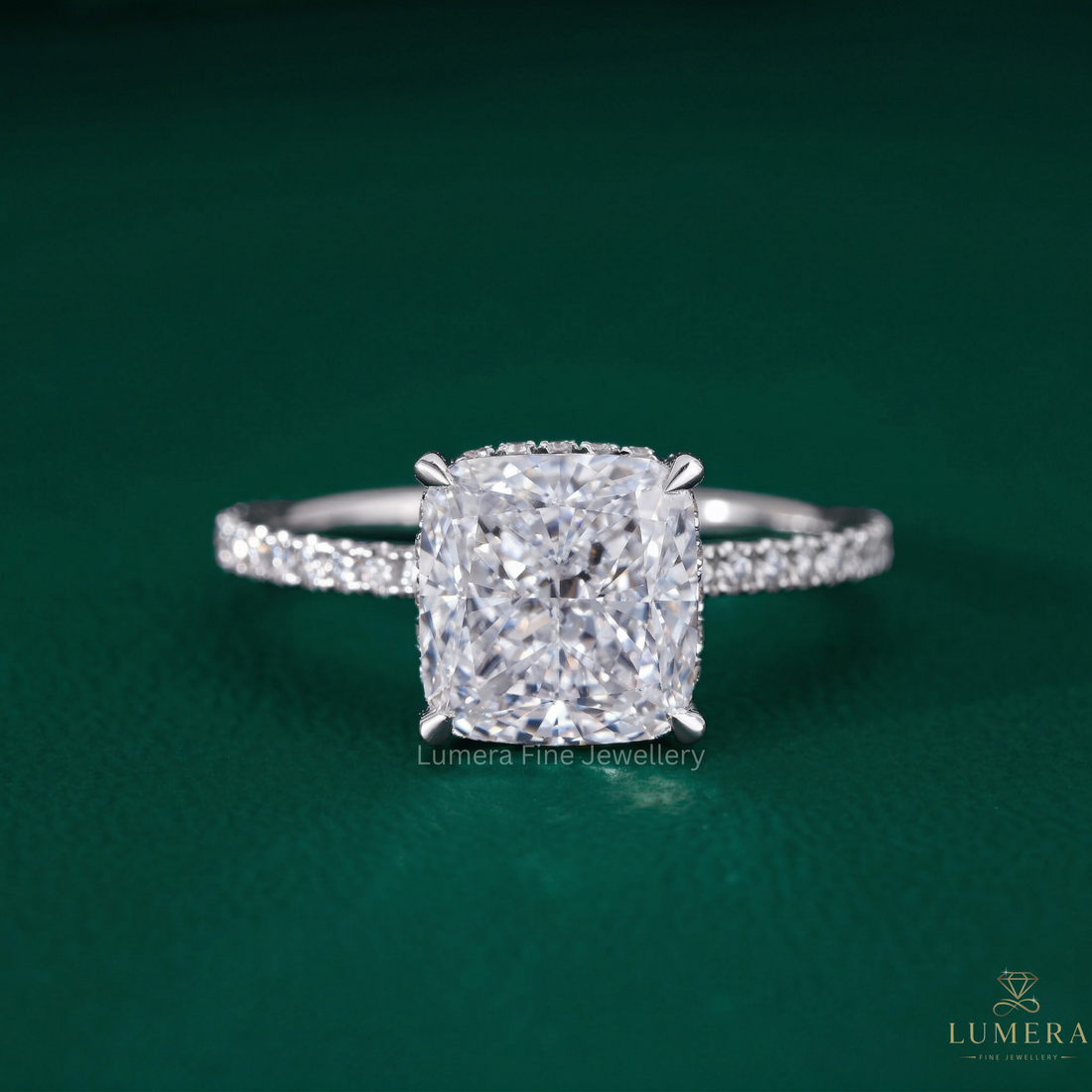 hidden halo engagement ring with Cushion Diamond Engagement Ring.