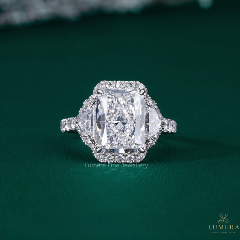 Radiant Engagement Ring In Cadillac Cut Side Stones