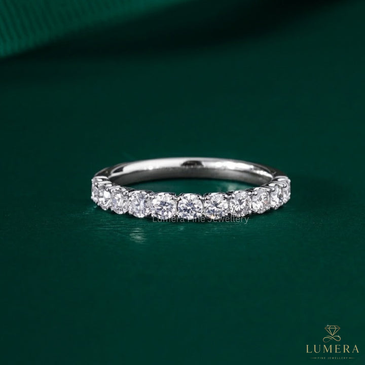 0.75 TCW Brilliant Round Cut Lab Grown Sparkly Stackable Wedding Band