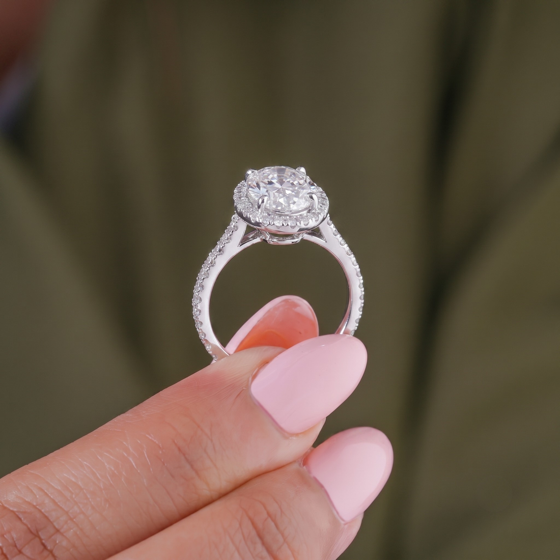 double pave band ring with double pave engagement ring.

