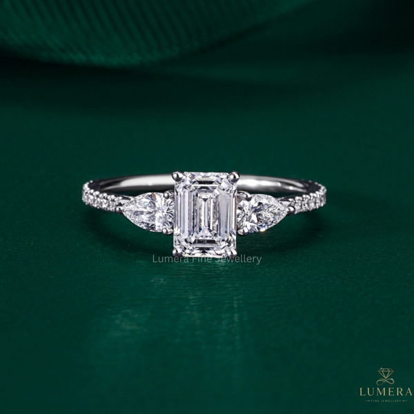 Emerald Cut Engagement Ring with emerald diamond ring.
