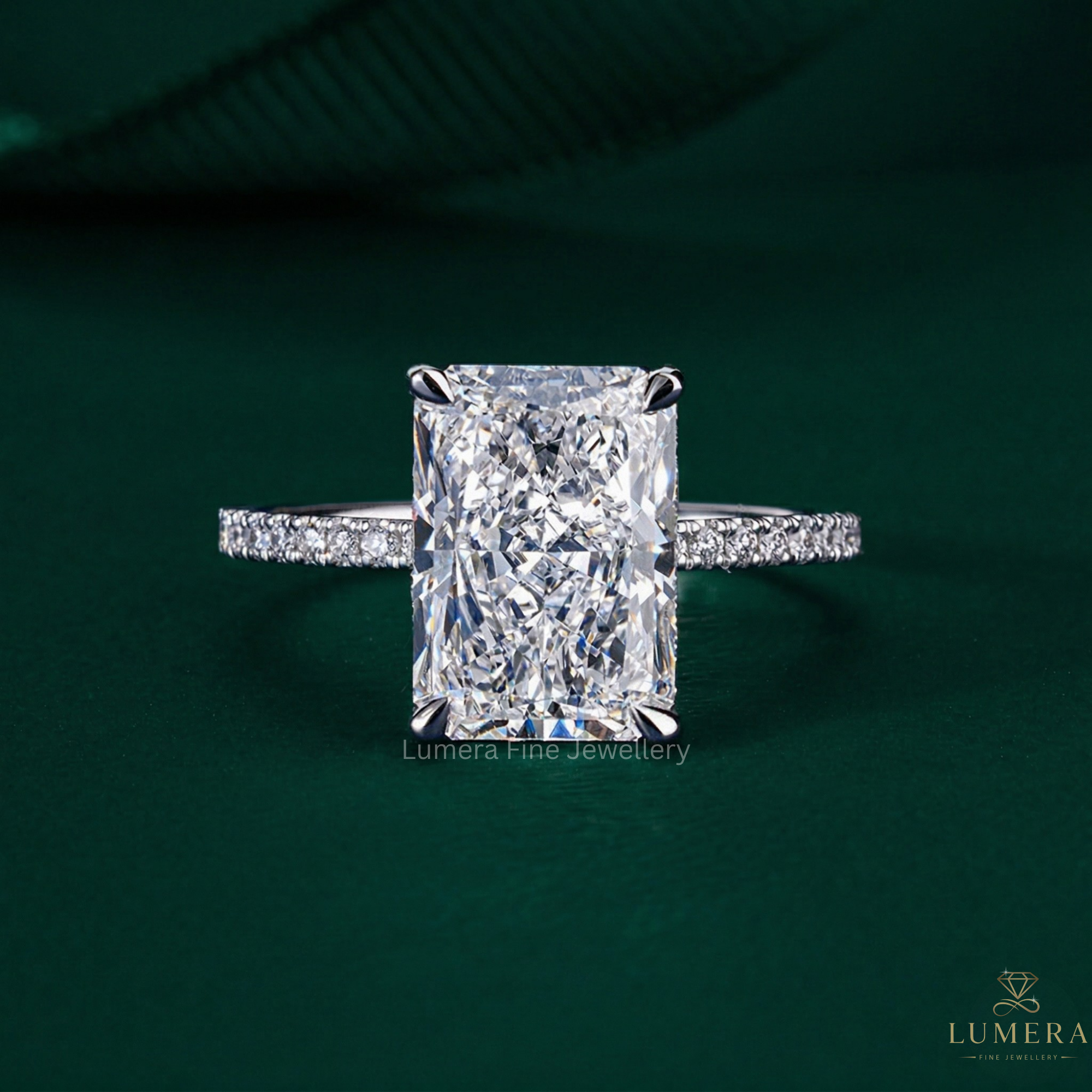 radiant cut engagement ring with radiant diamond ring.