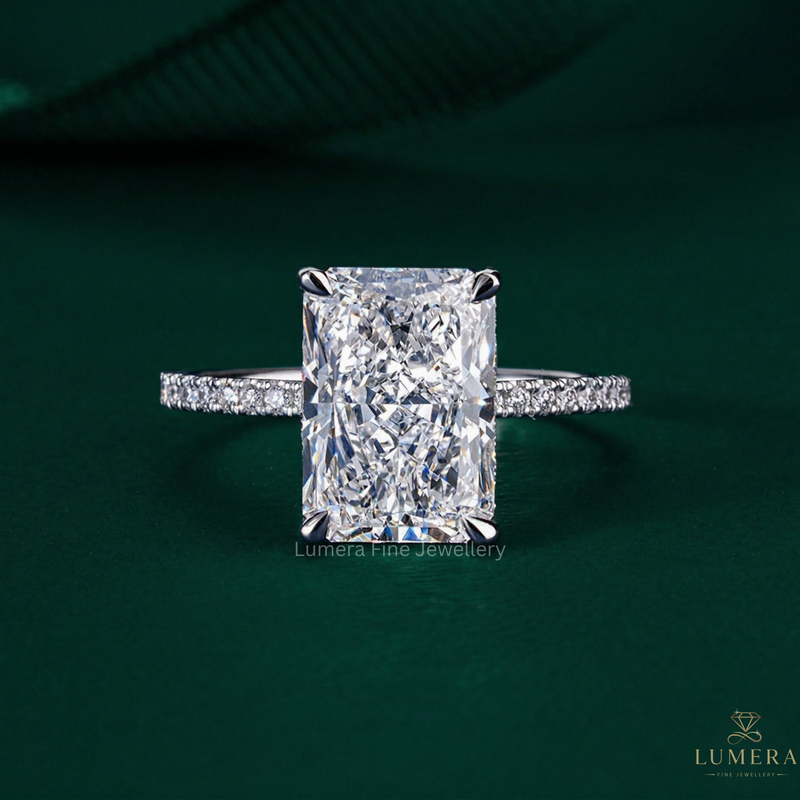 radiant cut engagement ring with radiant diamond ring.