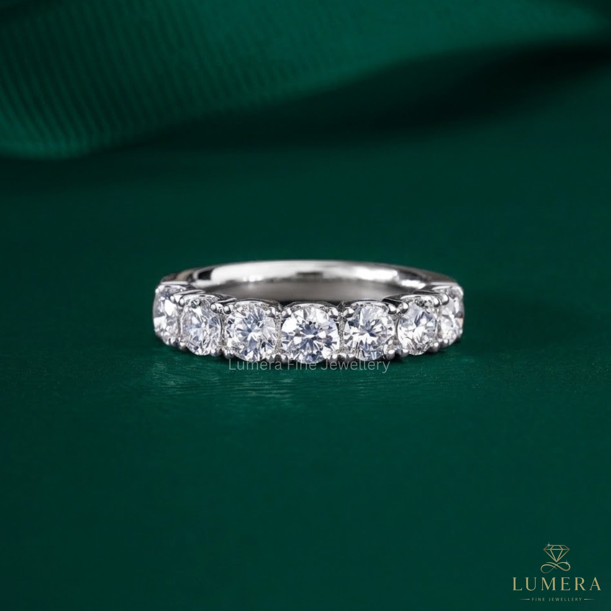 1.0 TCW Round Cut Lab Grown Diamond Half Eternity Wedding Band