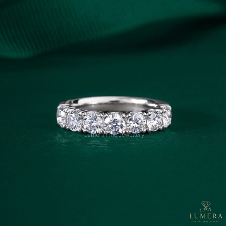 1.0 TCW Round Cut Lab Grown Diamond Half Eternity Wedding Band