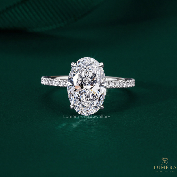 oval cut engagement ring with oval diamond ring.
