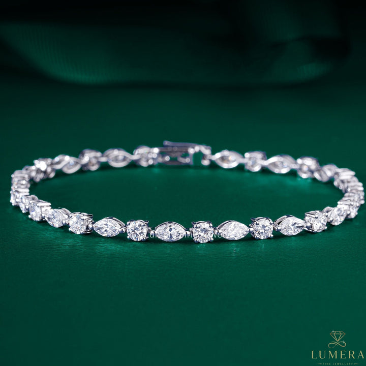Marquise-Round Multi Cut Lab Grown Diamond Tennis Bracelet