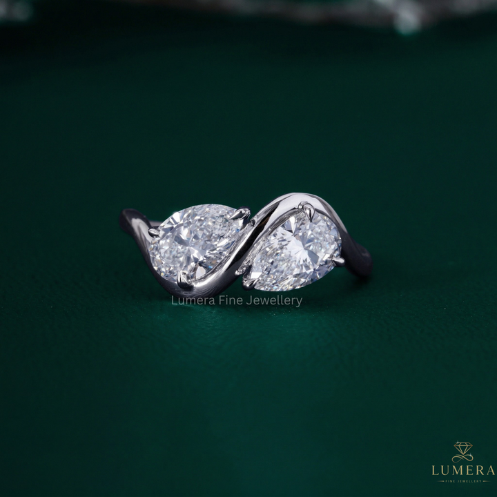 Two stone engagement ring with You and me diamond ring.