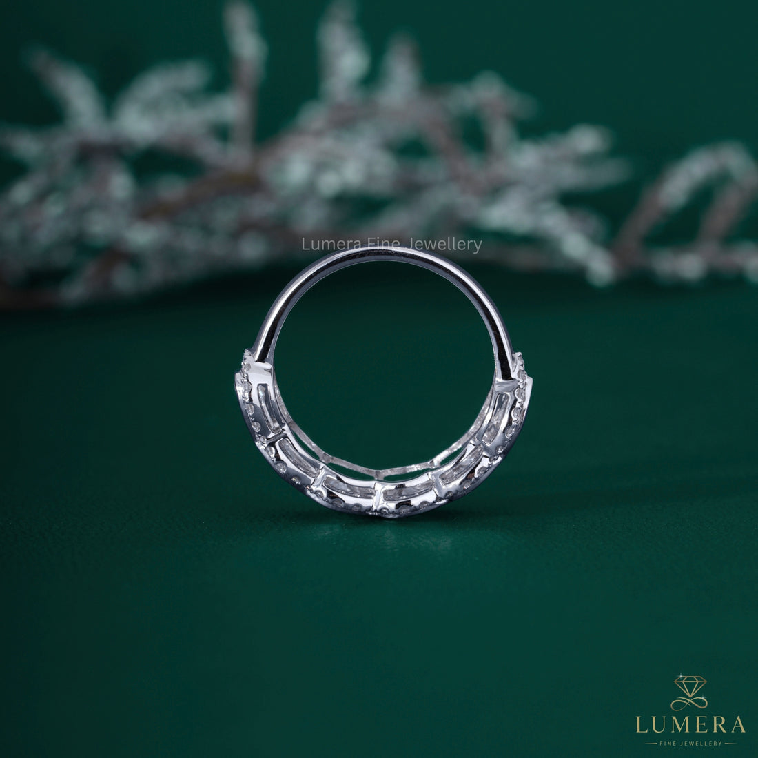 Pear cut diamond band with half eternity wedding band.