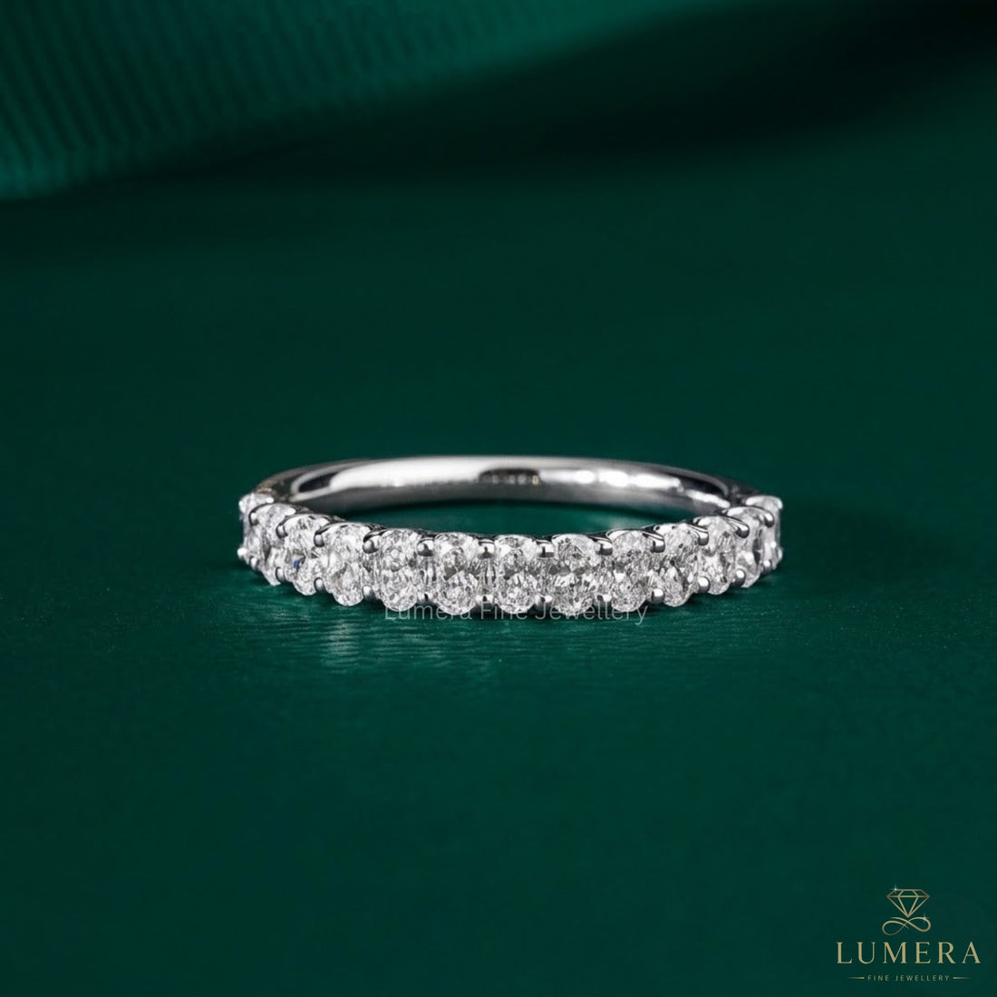 1.15 TCW Oval Cut Lab Grown Diamond Half Eternity Elegant Women Wedding Band