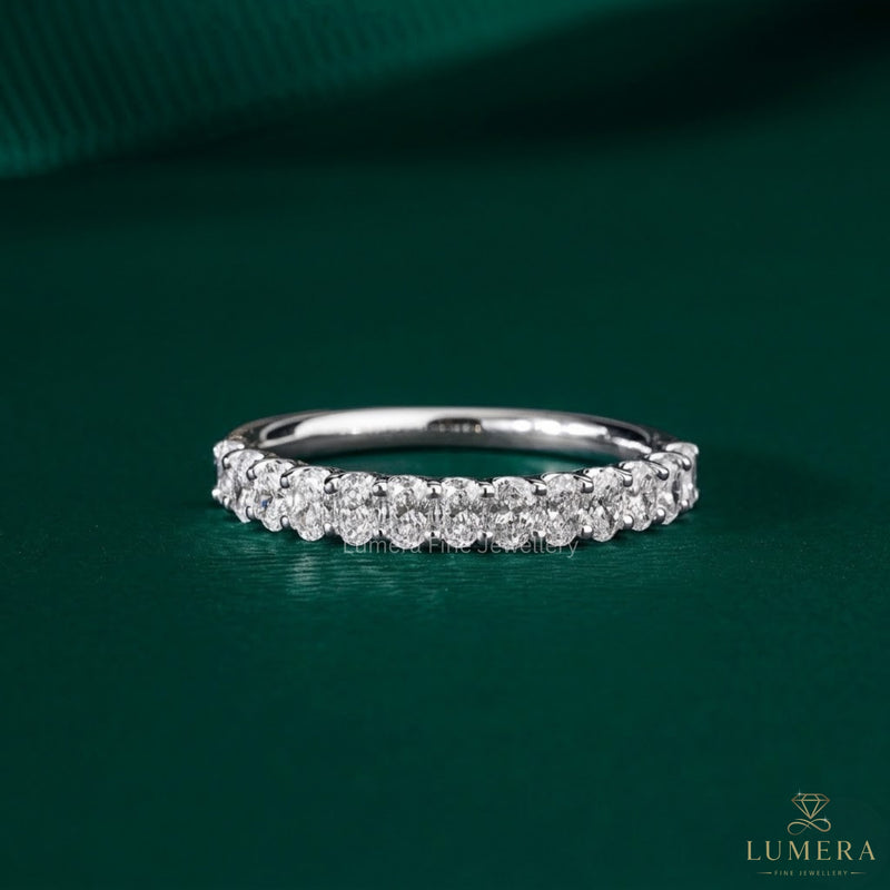 oval wedding band with half eternity band.
