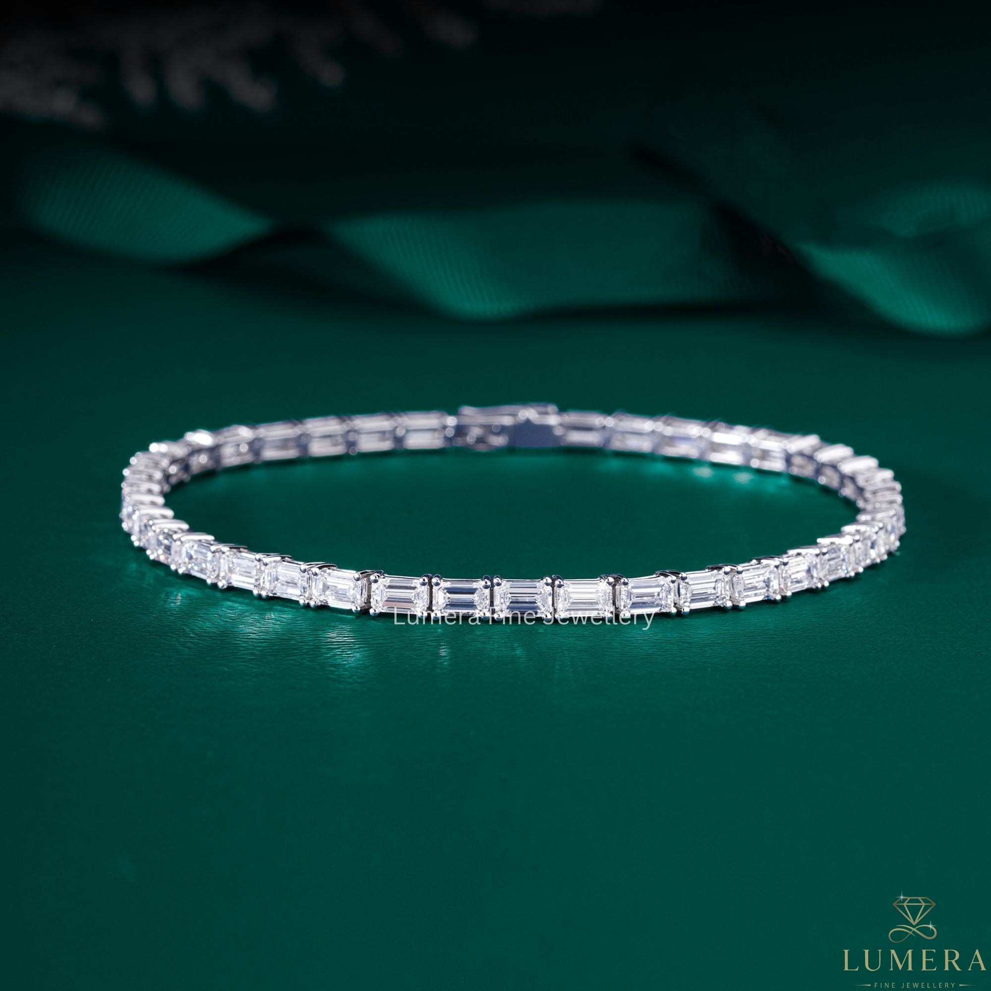 Emerald Cut Lab Grown Diamond Tennis Bracelet