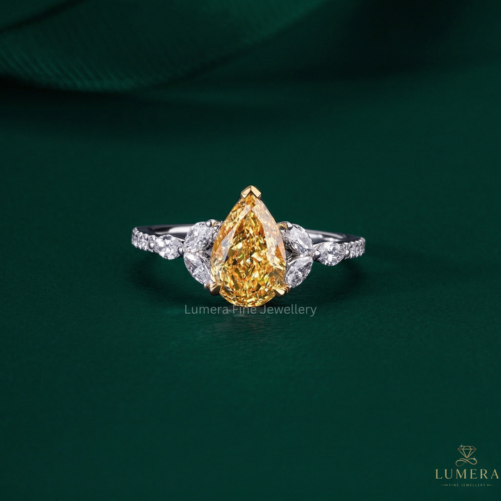 color stone ring with two tone gold ring.