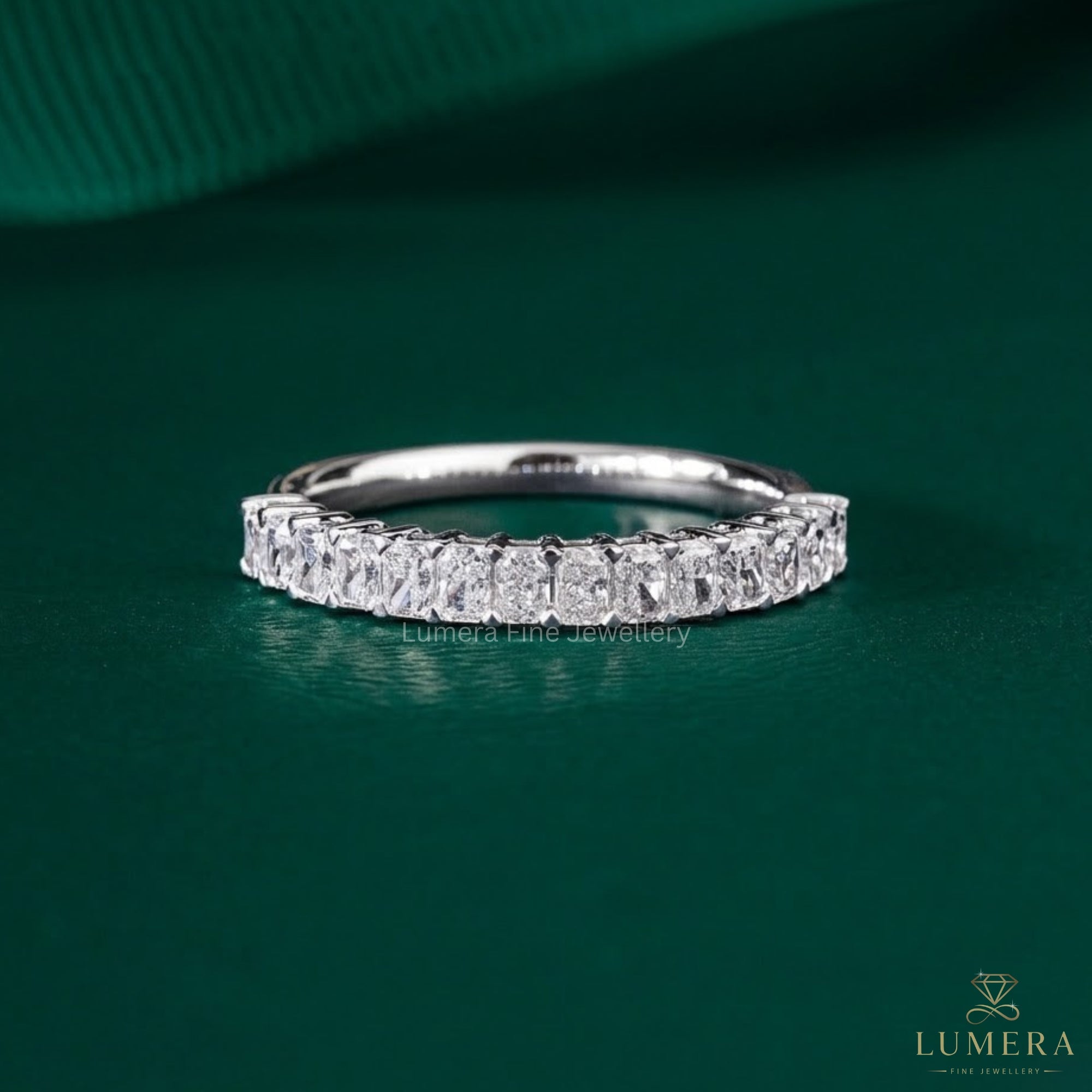 0.80 TCW Radiant Cut Lab Diamond Half Eternity Wedding Band