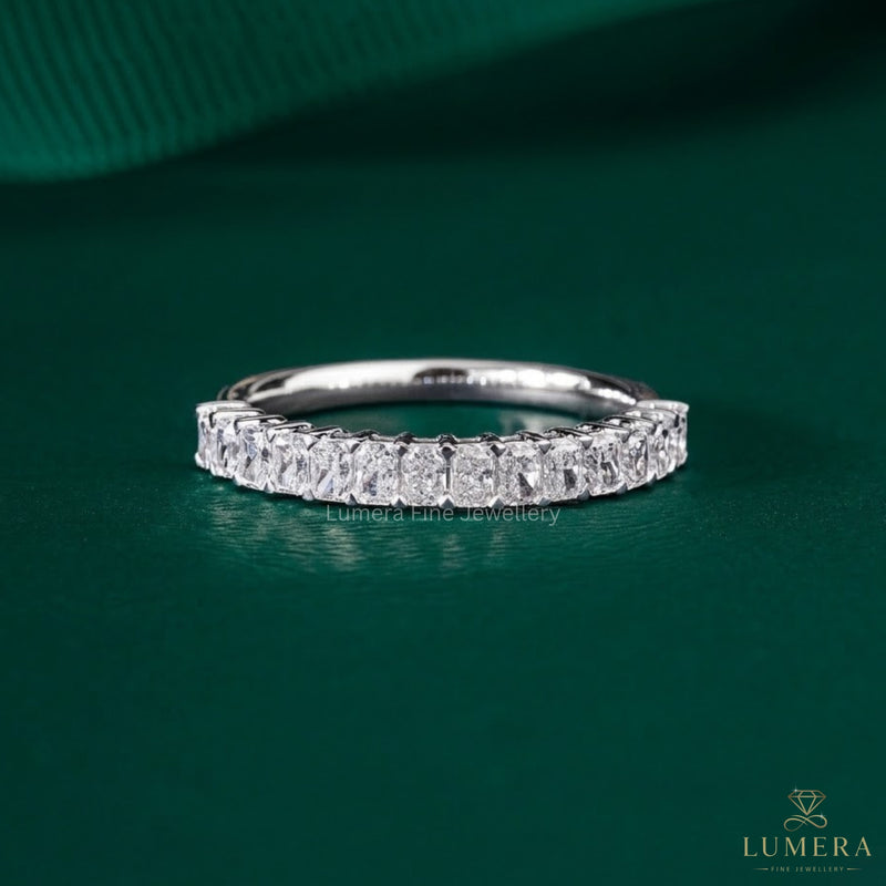 radiant wedding band with radiant half eternity band.
