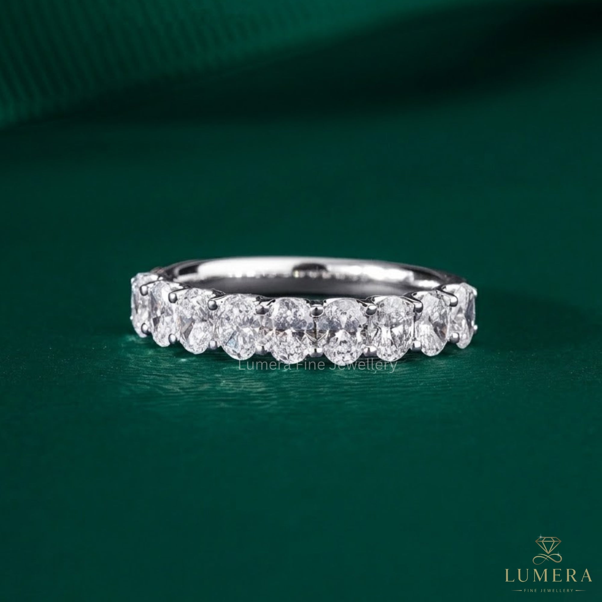 0.70 TCW Oval Cut Lab Grown Diamond Delicate Wedding Band