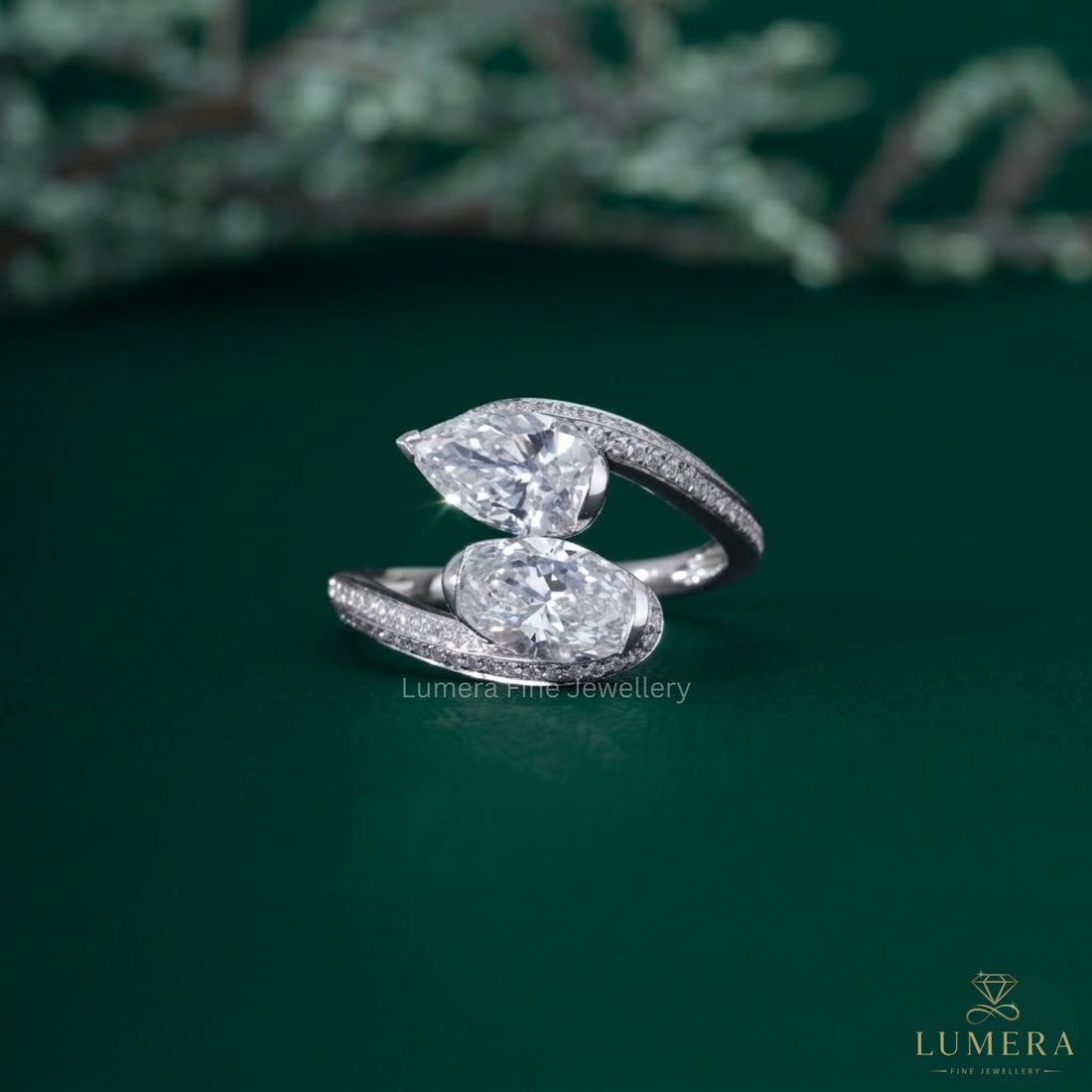 Pear and oval engagement ring with Pear oval diamond ring.