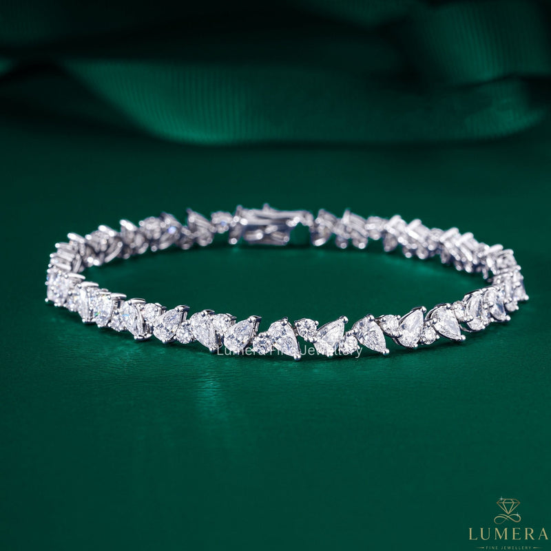 Multi Shape Eternity Pear Round Diamond Tennis Bracelet